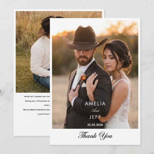 photo rustic minimal simple elegant cowboy thank  you card