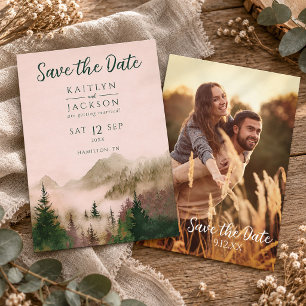 Photo Rustic Watercolor Wedding Save The Date Invitation