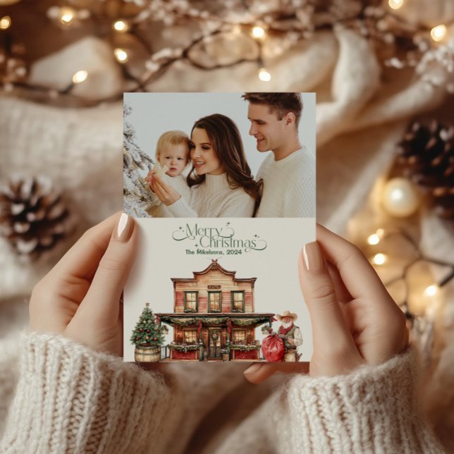 Photo Rustic Western Christmas  Holiday Card (Creator Uploaded)