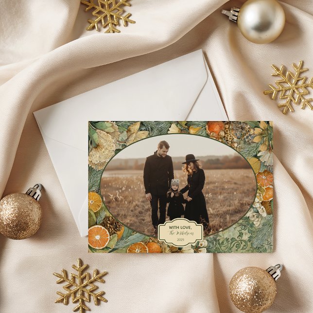 Photo Rustic Woodland Botanical Christmas Holiday Card (Creator Uploaded)