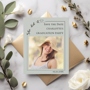 Photo Sage Green Graduation budget Save the Date Flyer