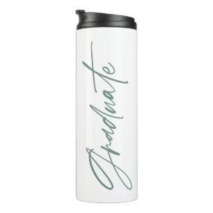 Photo sage green graduation script modern elegant thermal tumbler