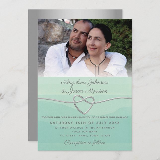 Photo Sage Green Wedding Invitation (Front/Back)