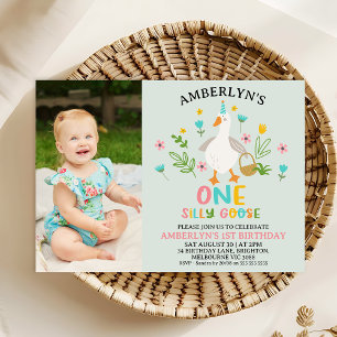 Photo Sage One Silly Goose 1st Birthday Invitation