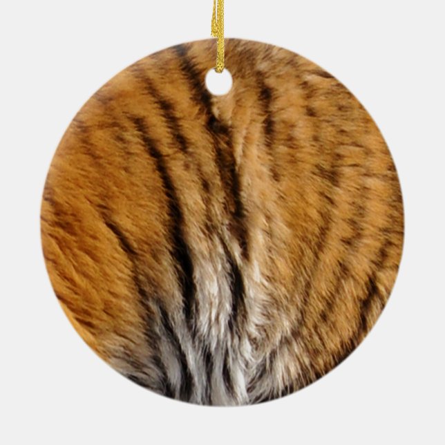 Photo-sampled Tiger Stripes Big Cat Wildlife Ceramic Ornament (Back)