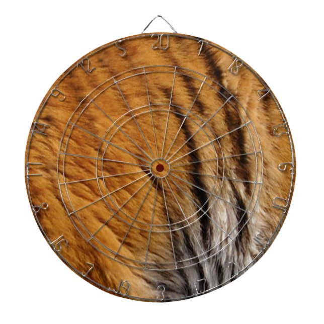 Photo-sampled Tiger Stripes Big Cat Wildlife Dartboard With Darts (Front)