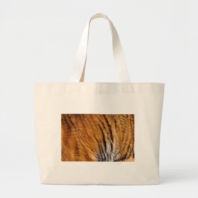 Photo-sampled Tiger Stripes Big Cat Wildlife Large Tote Bag (Front)