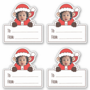 Photo Santa Gift Tag Sticker