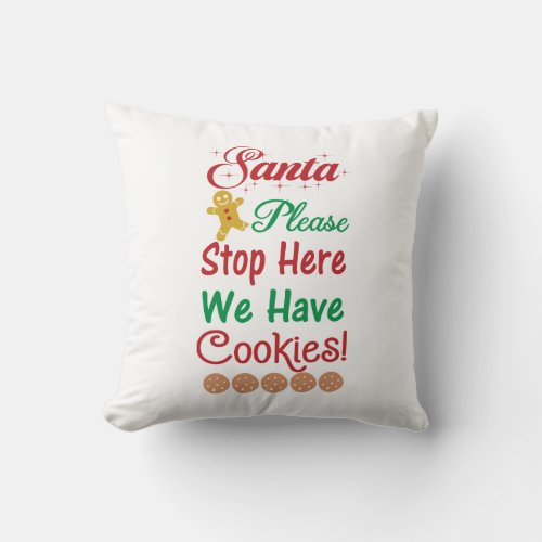 Photo Santa Please Stop Here We have cookies  Throw Pillow