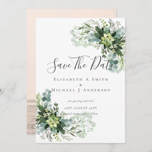 Photo Save Dates Eucalyptus Leaves Greenery