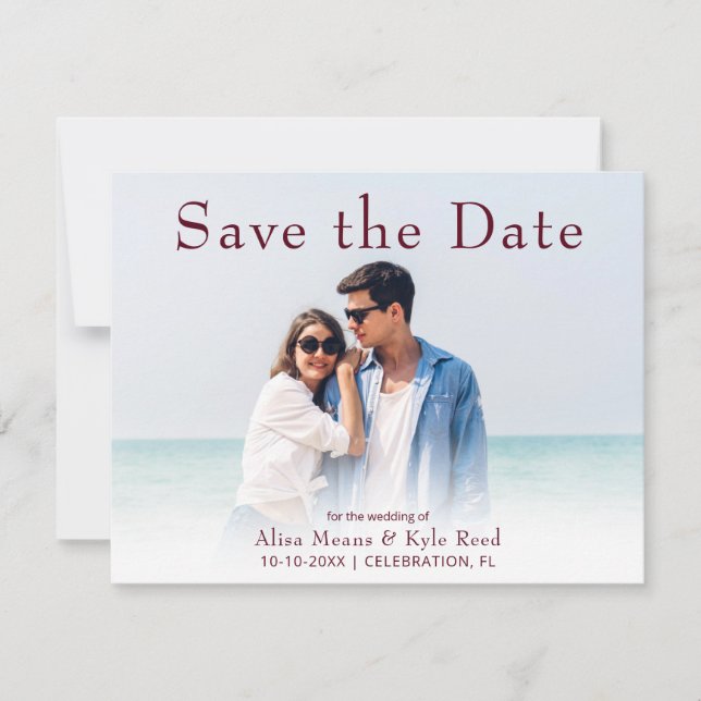 Photo Save the Date Announcement Flat Card (Front)