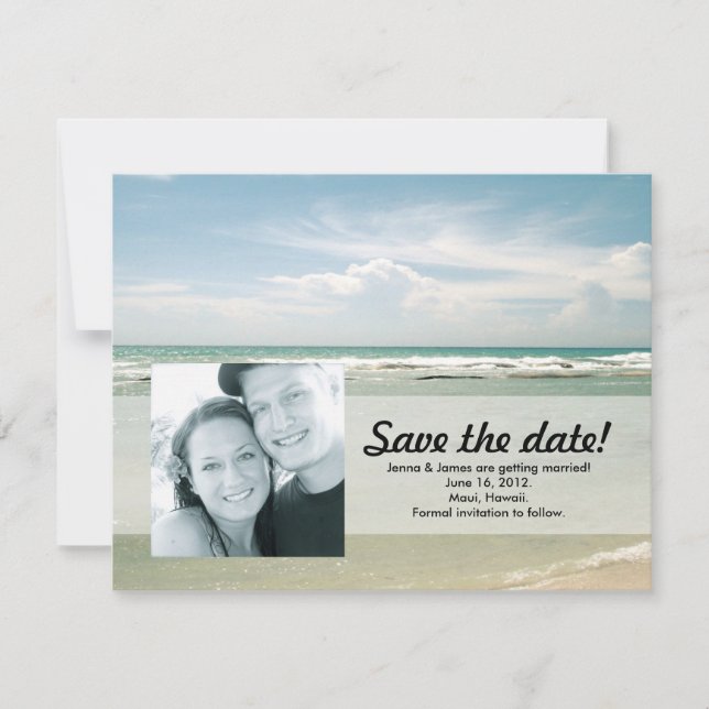 Photo Save the Date Announcement // Tropical Beach (Front)