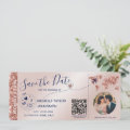 Photo Save the Date Boarding Pass World Map QR Invitation | Zazzle