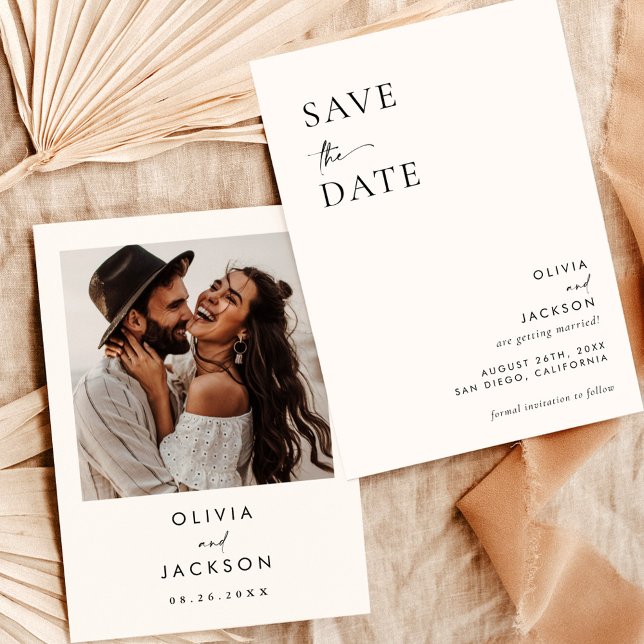 Photo Save the Date, Boho Minimalist Save the Date Invitation (Creator Uploaded)