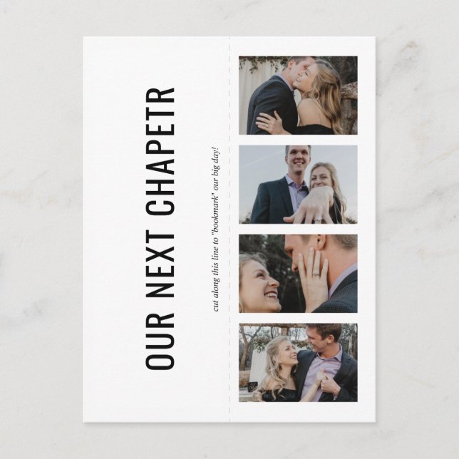 Photo Save the Date Card Photo Strip Bookmark (Front)