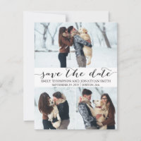 Photo Save the Date Card with Three Pictures