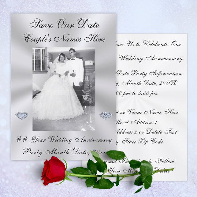 PHOTO Save the Date Cards, 60th, 75th, or ANY YEAR Invitation (Creator Uploaded)