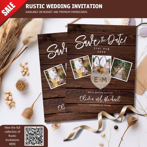 Photo Save The Date Cards Rustic Wedding Theme