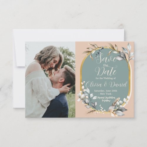 Photo Save The Date Cream Neutrals Vintage Teal