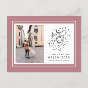 Photo Save The Date Dusty Rose Elegant Wedding Announcement Postcard