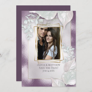 PHOTO SAVE THE DATE Eggplant Shimmer Invitation