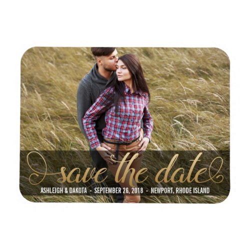 Photo Save The Date   Faux Gold Magnet