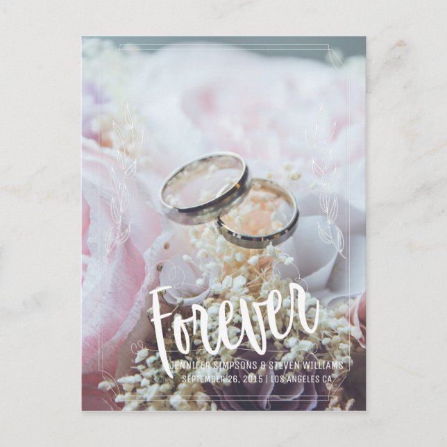 Photo Save the Date forever floral Announcement Postcard (Front)
