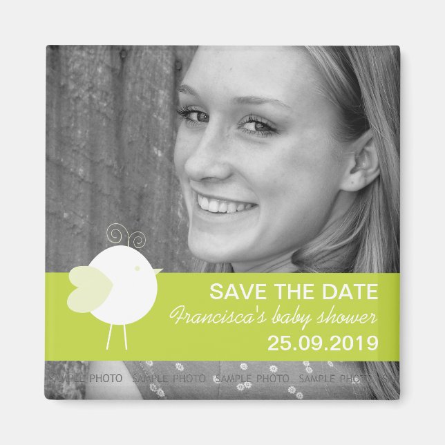 Photo Save the Date Fridge Magnets Baby Showers (Front)