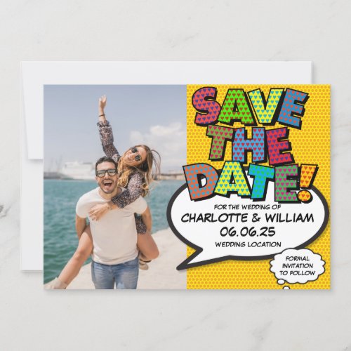 Photo Save the Date Fun Retro Comic Book Pop Art