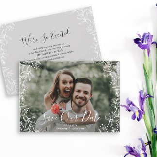 Photo Save the Date Hand Drawn Petite Flowers