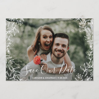 Photo Save the Date Hand Drawn Petite Flowers