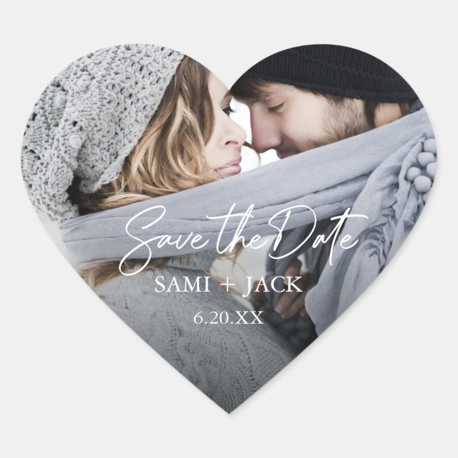 Photo Save the Date Heart=Shaped Envelope Seals (Front)