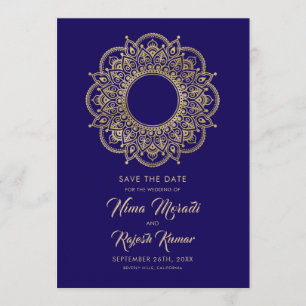 Photo Save The Date, Indian Wedding, Purple, Gold Save The Date