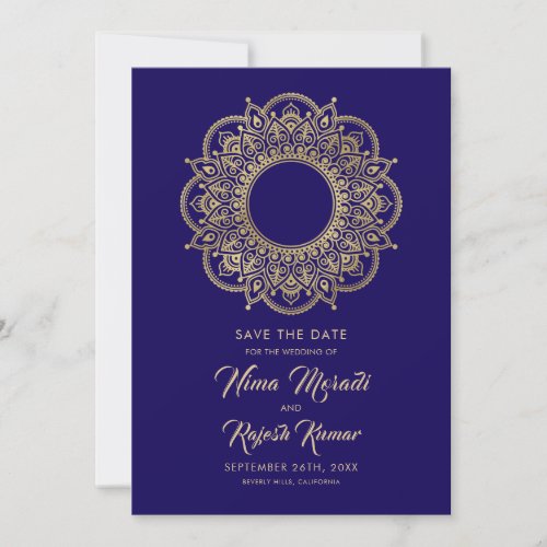 Photo Save The Date Indian Wedding Purple Gold Save The Date