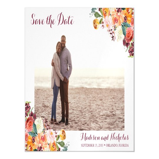 Photo Save The Date Magnets Fall Flower Wedding Magnetic