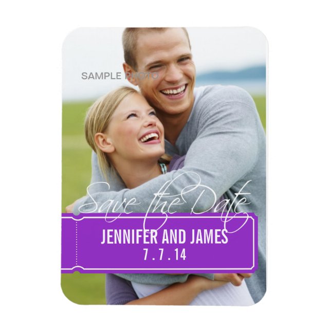 Photo Save the Date Magnets Purple (Vertical)