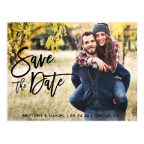 Photo Save The Date Modern Brush Script Postcard