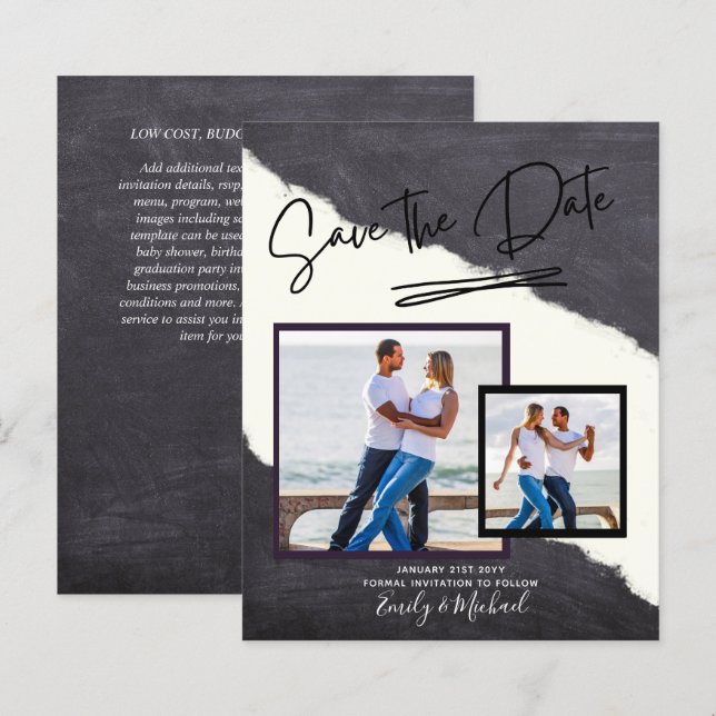 PHOTO Save The Date - Modern Handwritten Script (Front/Back)