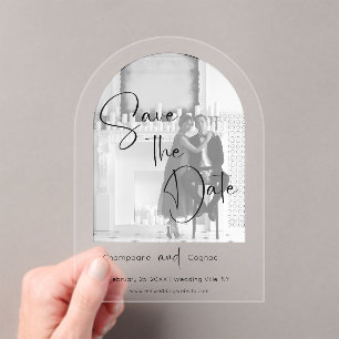 Photo Save The Date Modern Script Wedding Acrylic Invitations