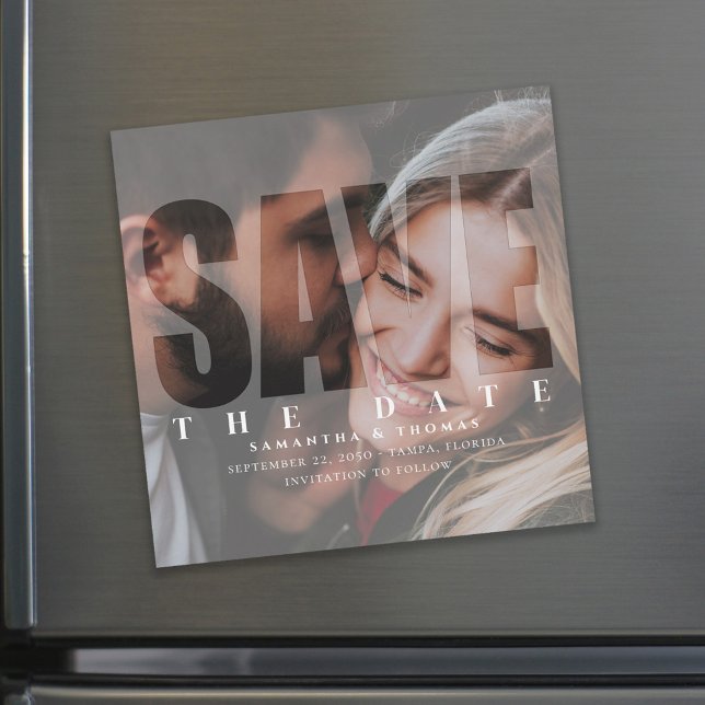 Photo Save the Date Modern Typography Magnetic (Creator Uploaded)