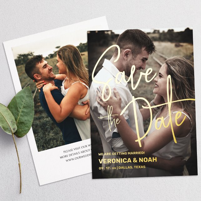 Photo Save The Date Modern Wedding | Real Gold Foil Invitation (The luxurious touch of foil adds a stunning allure, making this invitation a perfect choice.)
