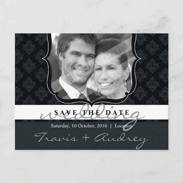 PHOTO SAVE THE DATE :: pictureframe elegance 8 Announcement Postcard (Front)