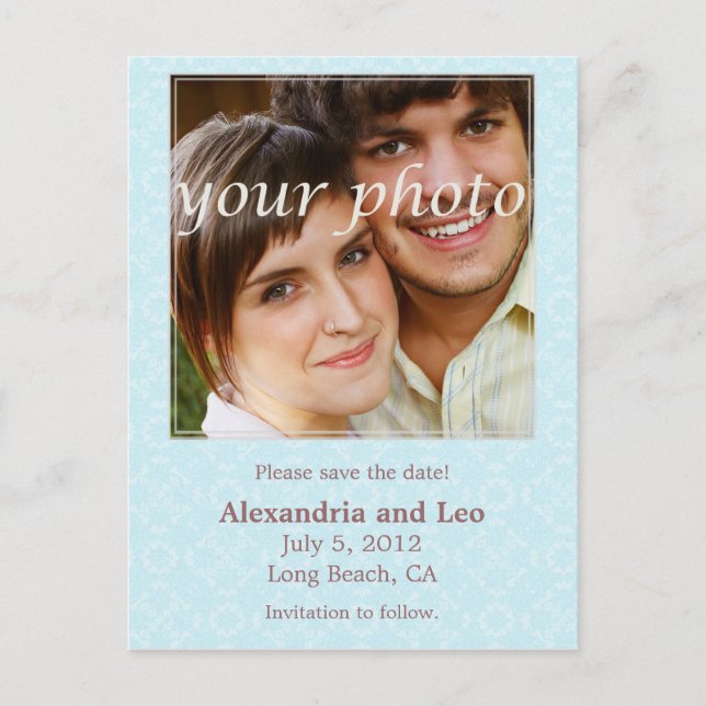 Photo Save the Date Postcard - aqua (Front)