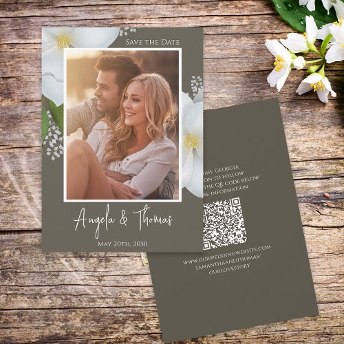 Photo Save the Date QR Code Floral Greenery