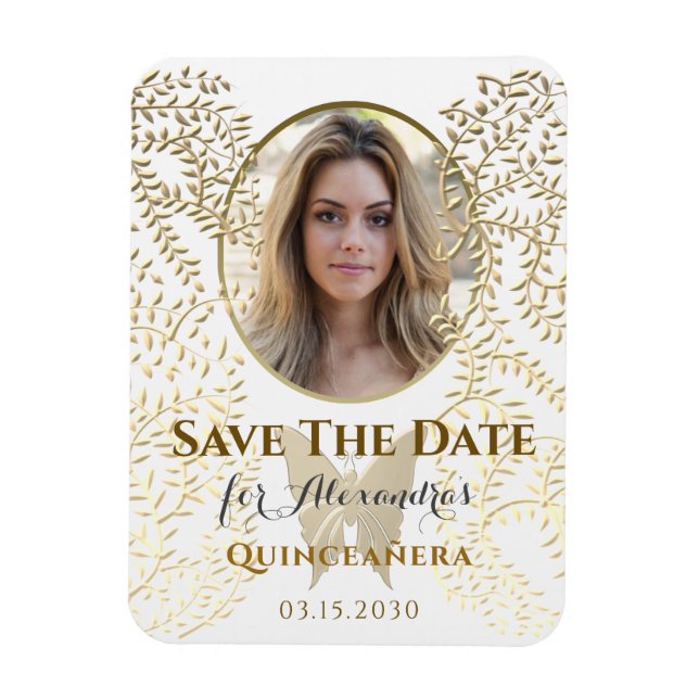 Photo Save The Date Quinceanera Magnet (Vertical)