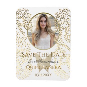 Photo Save The Date Quinceanera Magnet by BWGold at Zazzle