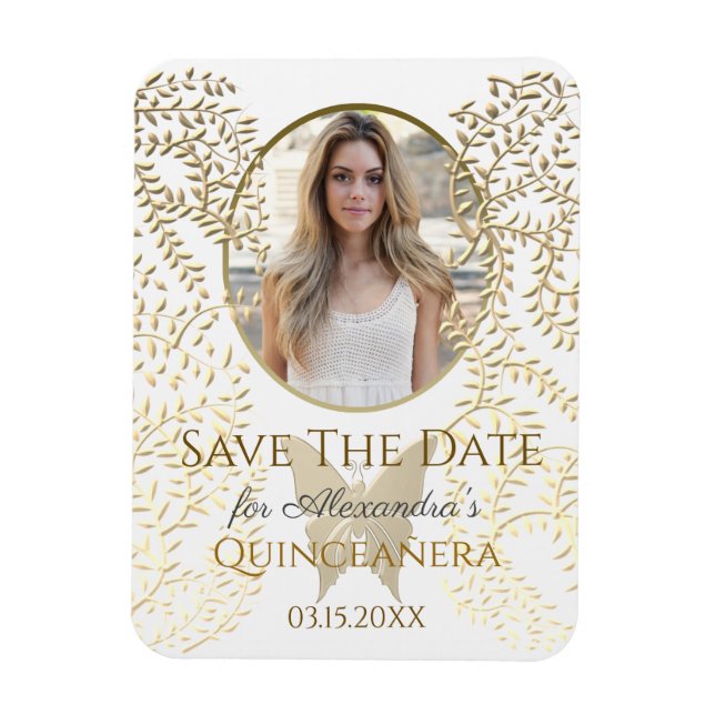 Photo Save The Date Quinceanera Magnet (Vertical)