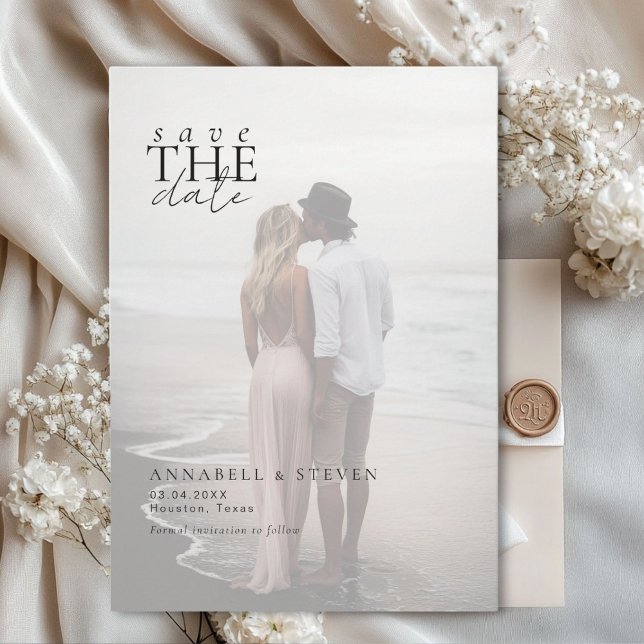 Photo "SAVE THE DATE" Save The Date (1 Photo "SAVE THE DATE" Save The Date Card (with white photo filter))