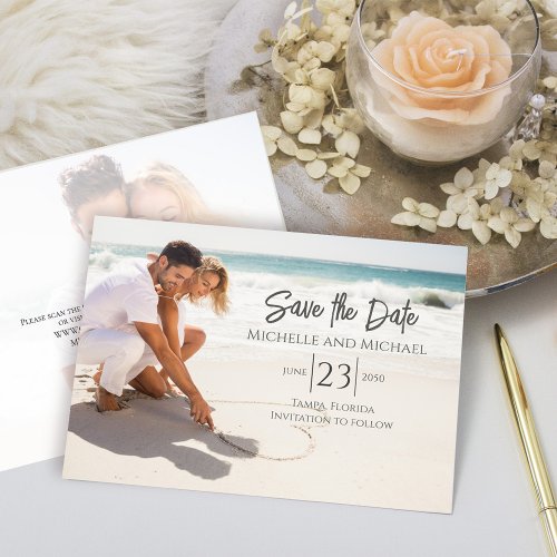 Photo Save the Date Simple Calligraphy Script