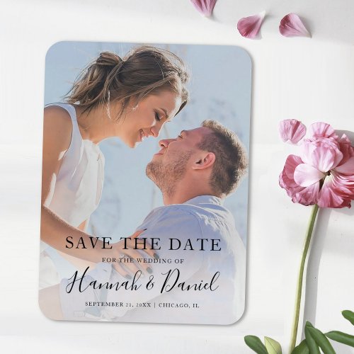 Photo Save the Date Simple Modern Script Magnet